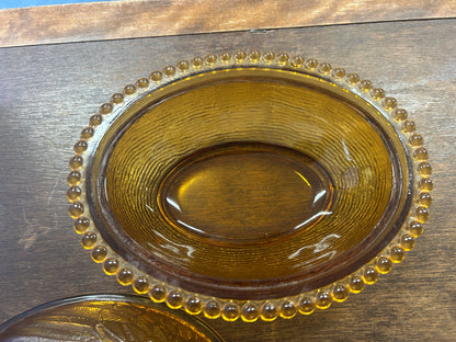 Amber Indiana Glass Vintage Amber Hen on Nest Bowl, 7"