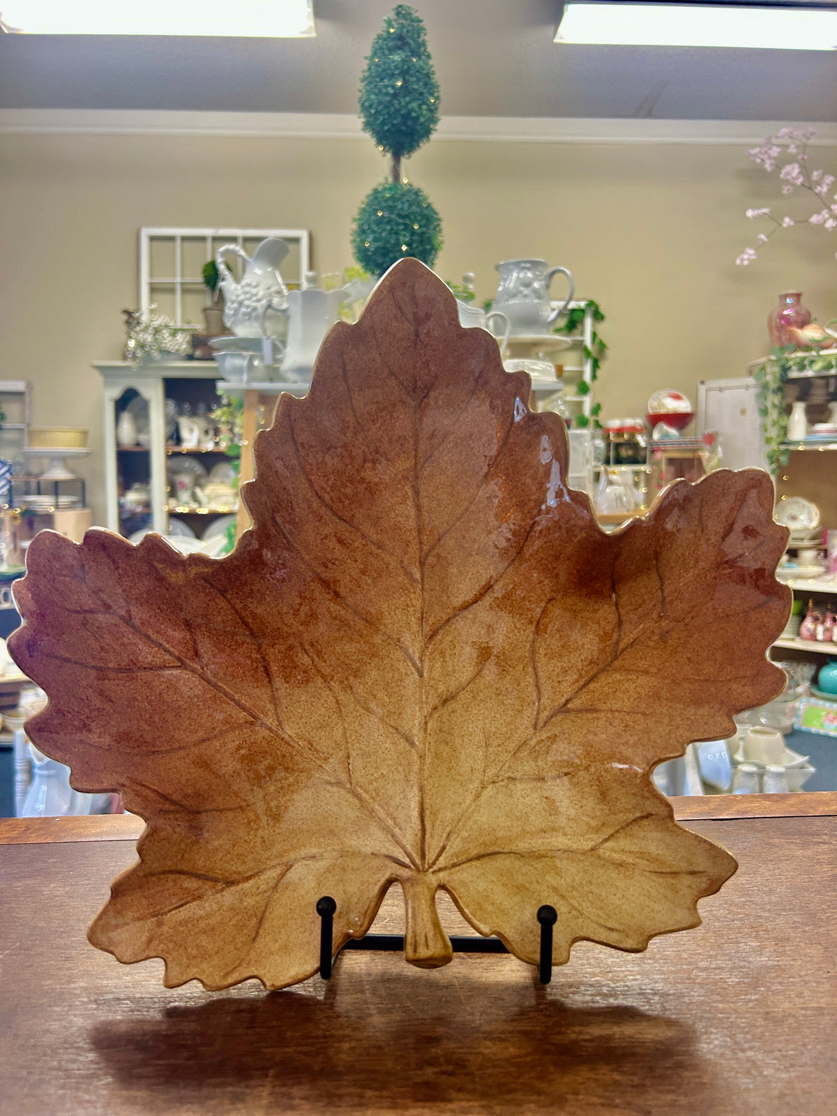 Brown Leaf Platter, 13 1/2"