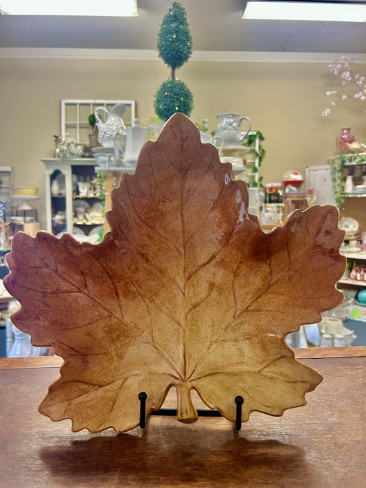 Brown Leaf Platter, 13 1/2"