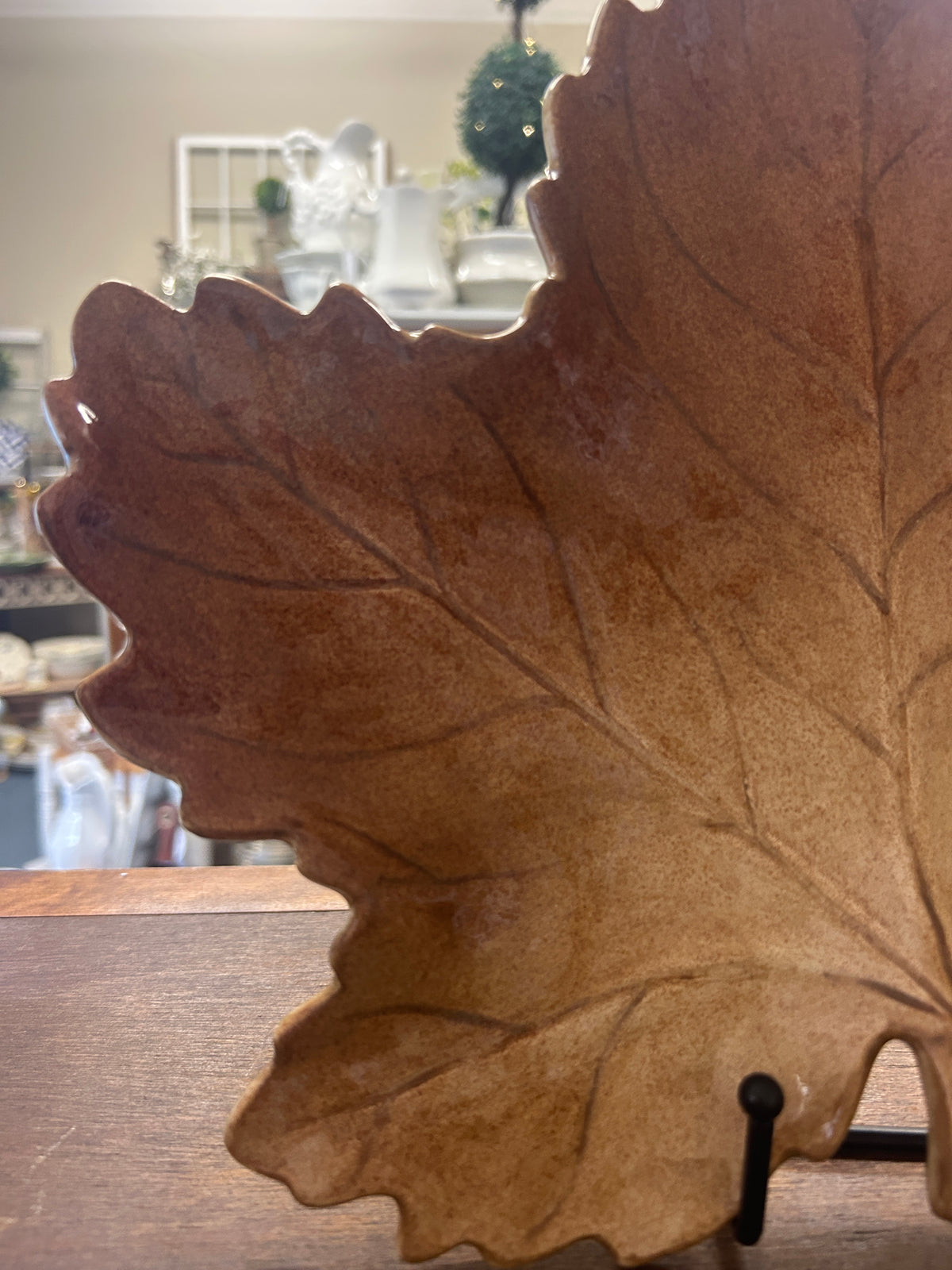 Brown Leaf Platter, 13 1/2"