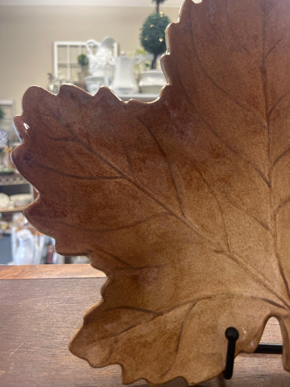 Brown Leaf Platter, 13 1/2"
