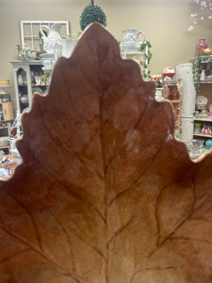 Brown Leaf Platter, 13 1/2"