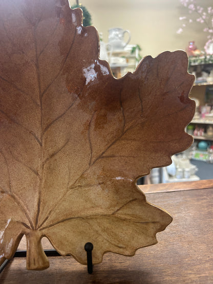 Brown Leaf Platter, 13 1/2"