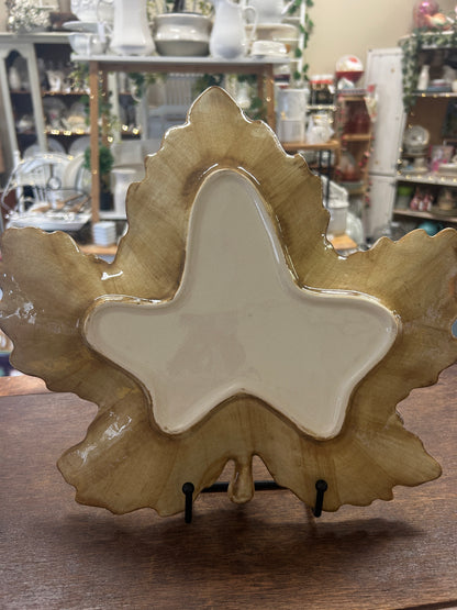 Brown Leaf Platter, 13 1/2"