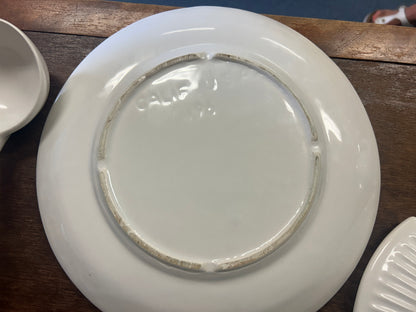 California Pottery White Soup Tureen Plate Ladel, 10 1/2"