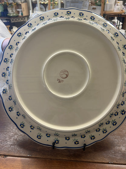 Boleslawiec Polish Pottery Lg Blue Bowl, 16 1/2"