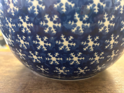 Blue & White Boleslawiec RARE Polish Pottery Snowflake Bowl, 10"