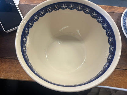 Blue & White Boleslawiec RARE Polish Pottery Snowflake Bowl, 10"