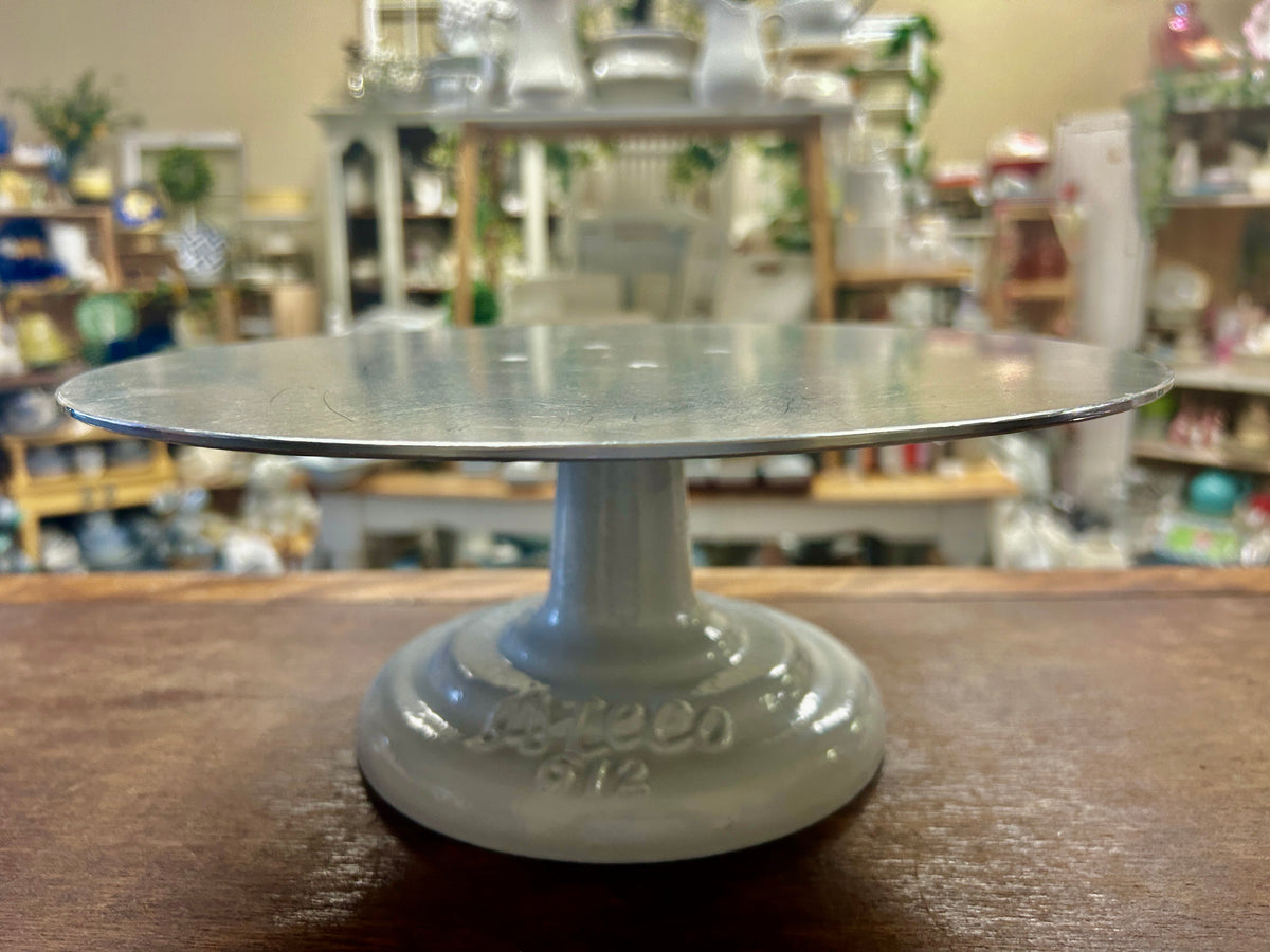 White Ateco Cast Iron Revolving Cake Stand, 12"