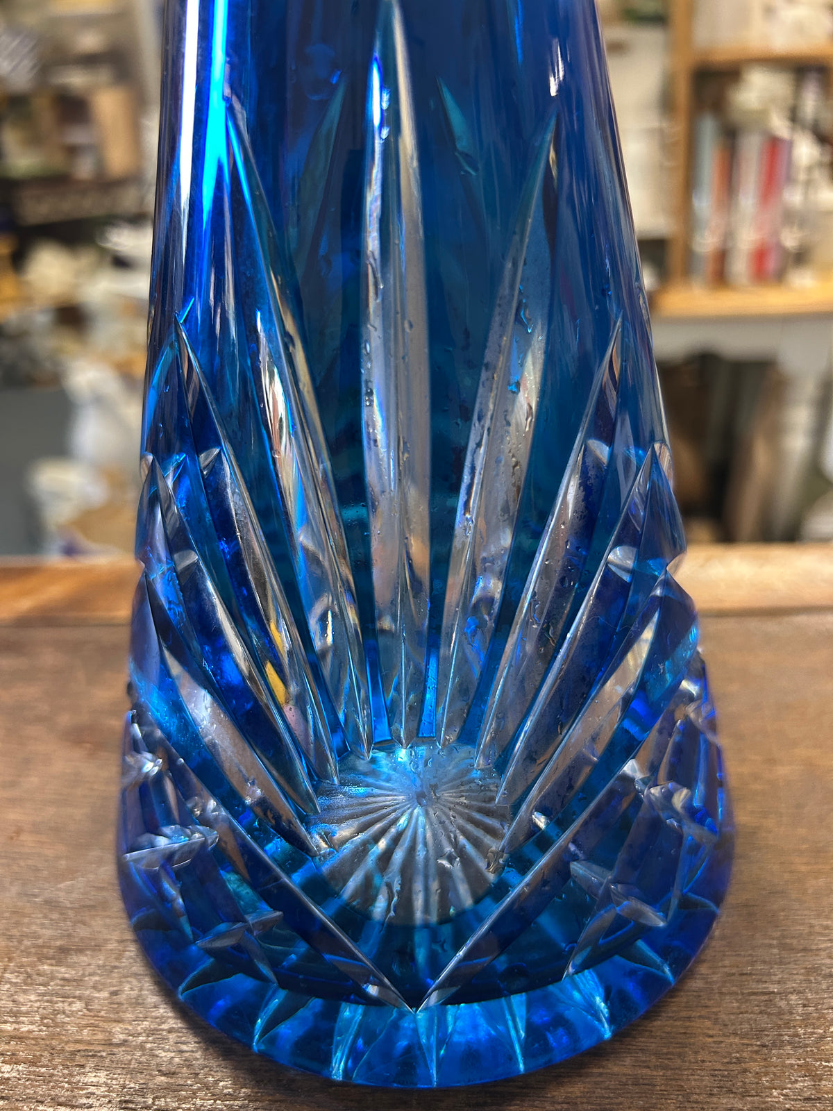 Blue  Cobalt Crystal Cut Decanter, 11"