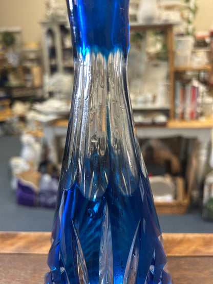 Blue  Cobalt Crystal Cut Decanter, 11"