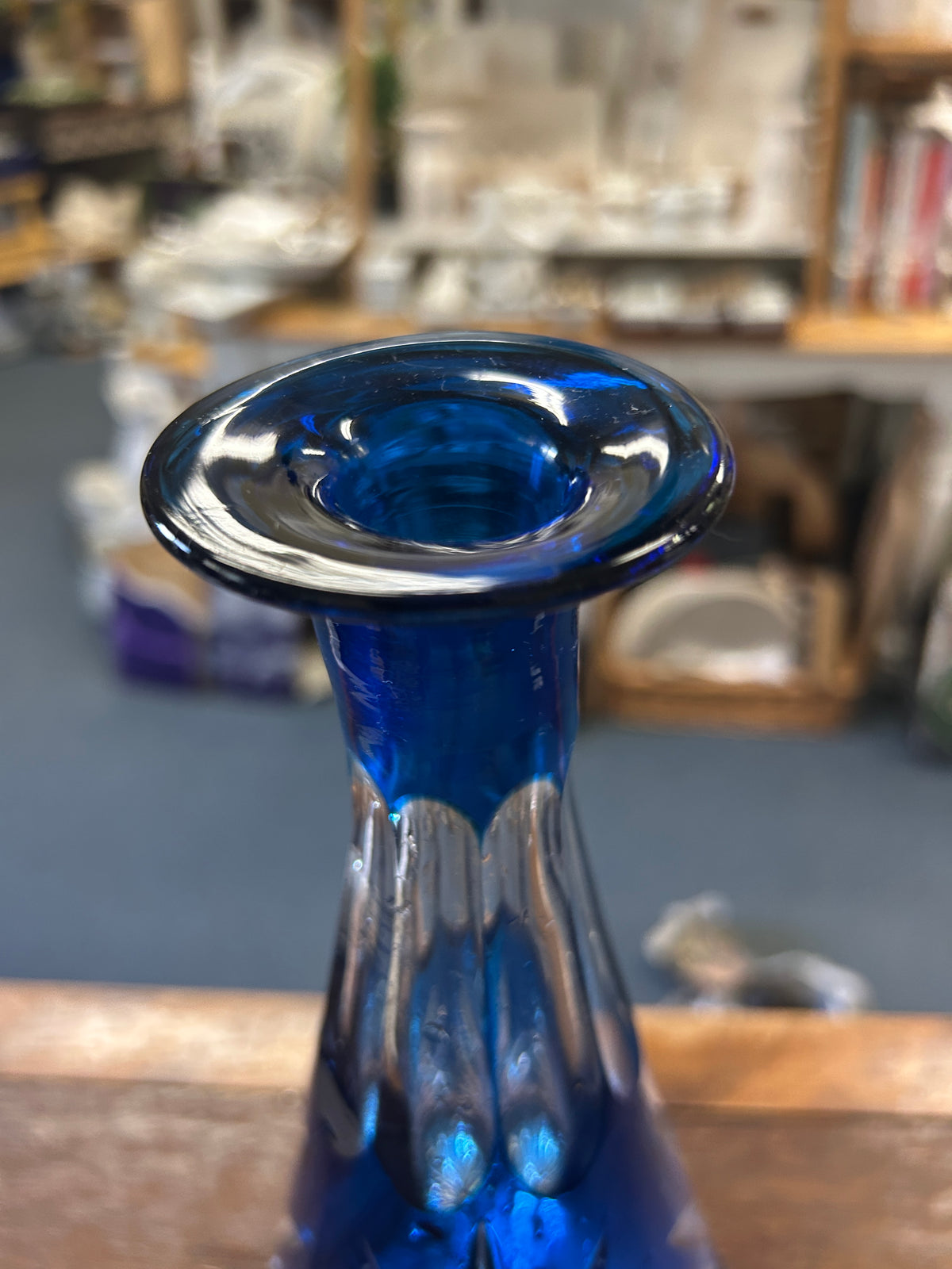 Blue  Cobalt Crystal Cut Decanter, 11"