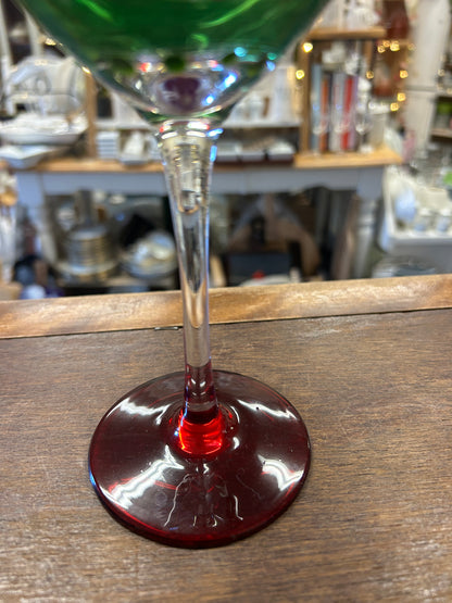 Red Green White  Christmas Wine Glass, 9 1/2"
