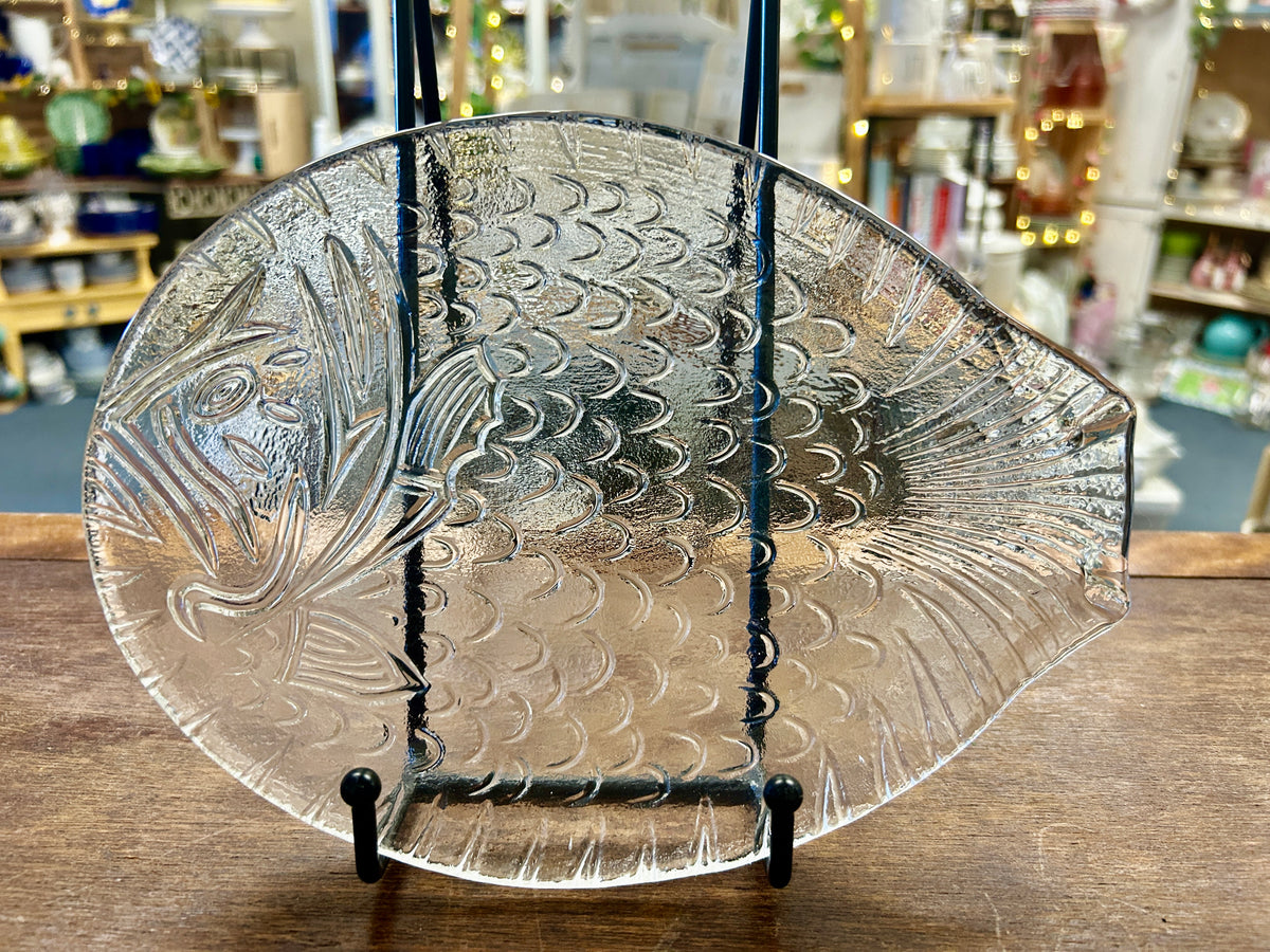 Clear Arcoroc Fish Plate France, 9 1/4"