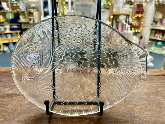 Clear Arcoroc Fish Plate France, 9 1/4"
