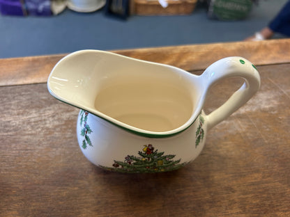 Red Green White Spode Christmas Tree Creamer England, 4 1/2"