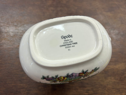 Red Green White Spode Christmas Tree Creamer England, 4 1/2"