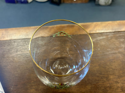 Red Green White Spode Christmas Tree Stemless Wine, 4 3/4"