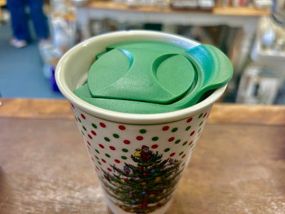 Red Green White Spode NEW Christmas Tree Tumbler *chip, 5 1/2"