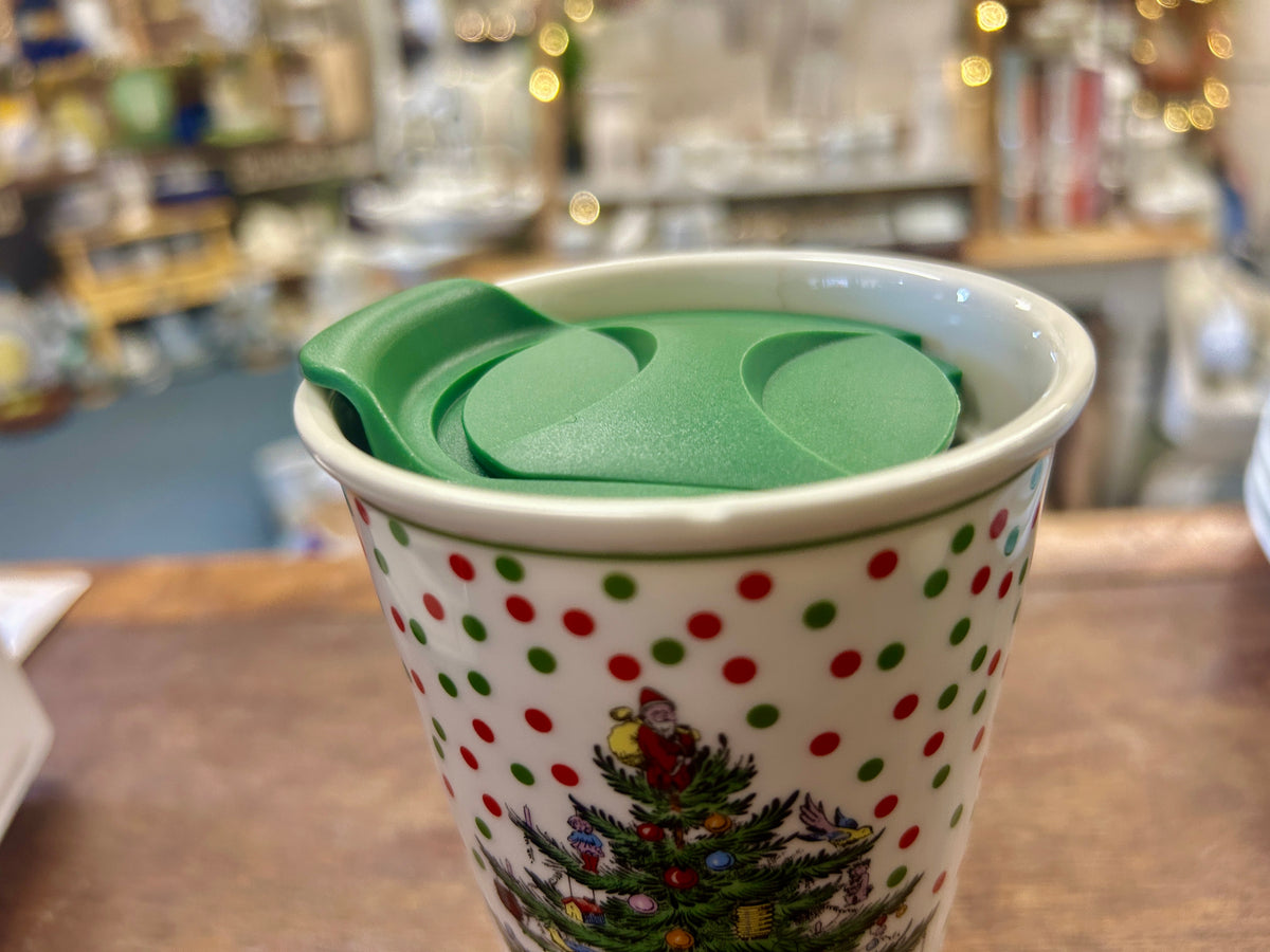 Red Green White Spode NEW Christmas Tree Tumbler *chip, 5 1/2"