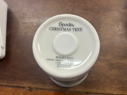 Red Green White Spode NEW Christmas Tree Tumbler *chip, 5 1/2"