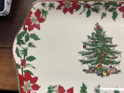 Red Green White Spode NEW Christmas Poinsettia Platter, 11 3/4"