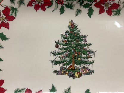 Red Green White Spode NEW Christmas Poinsettia Platter, 11 3/4"