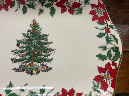 Red Green White Spode NEW Christmas Poinsettia Platter, 11 3/4"