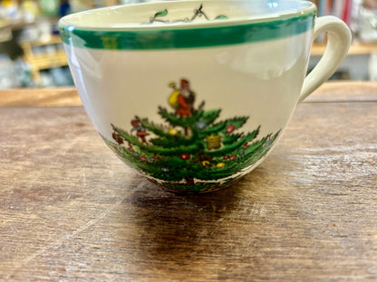 Red Green White Spode Christmas Tree Cup England, 2 1/2"