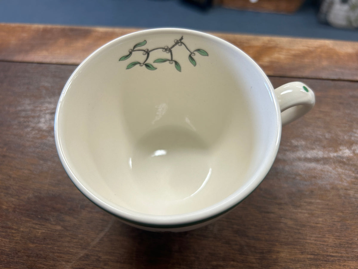 Red Green White Spode Christmas Tree Cup England, 2 1/2"