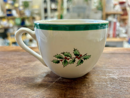 Red Green White Spode Christmas Tree Cup England, 2 1/2"