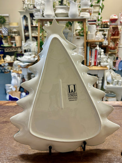 Green Lindsey Jordan Christmas Tree Platter, 14"