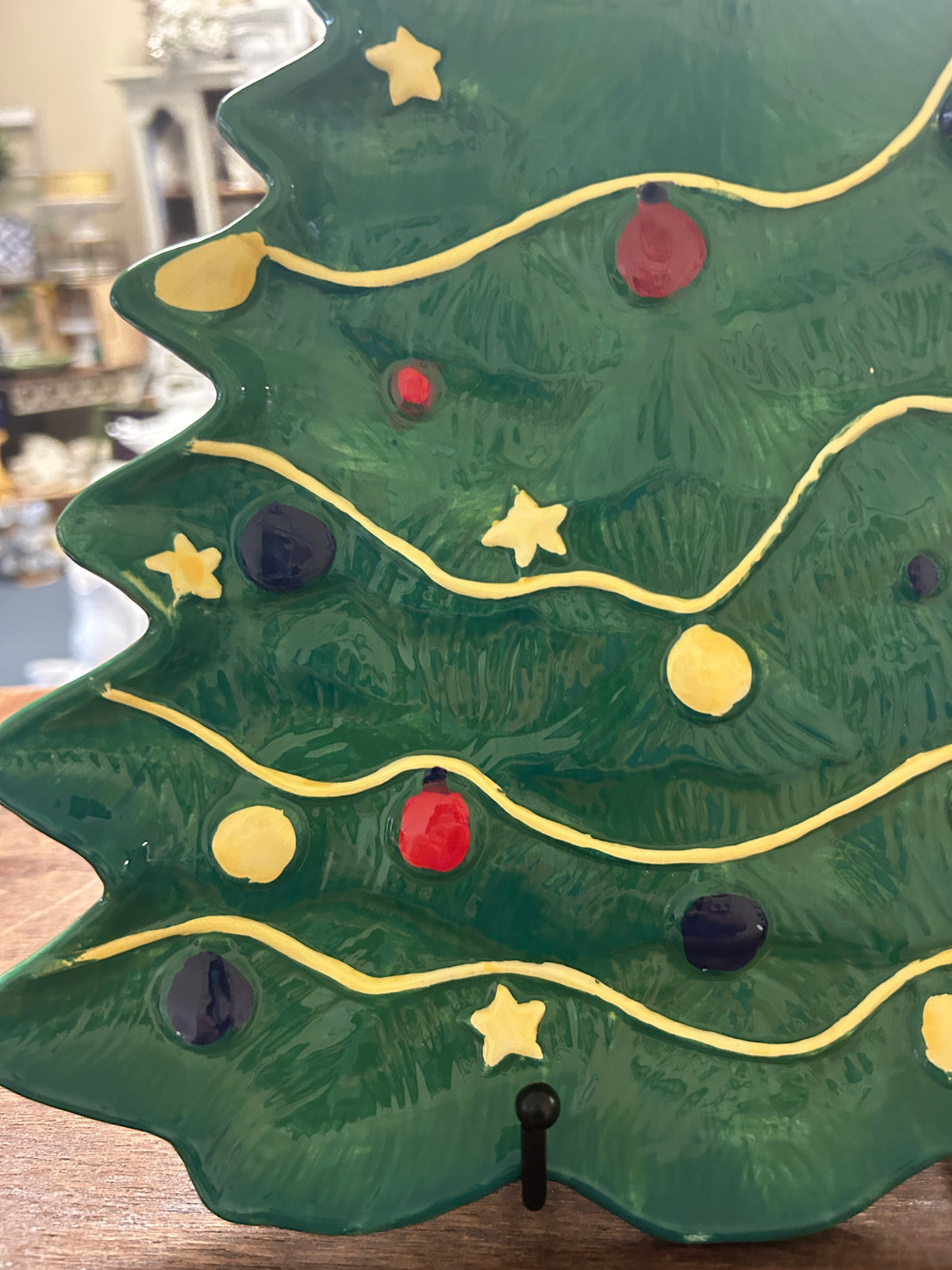 Green Lindsey Jordan Christmas Tree Platter, 14"