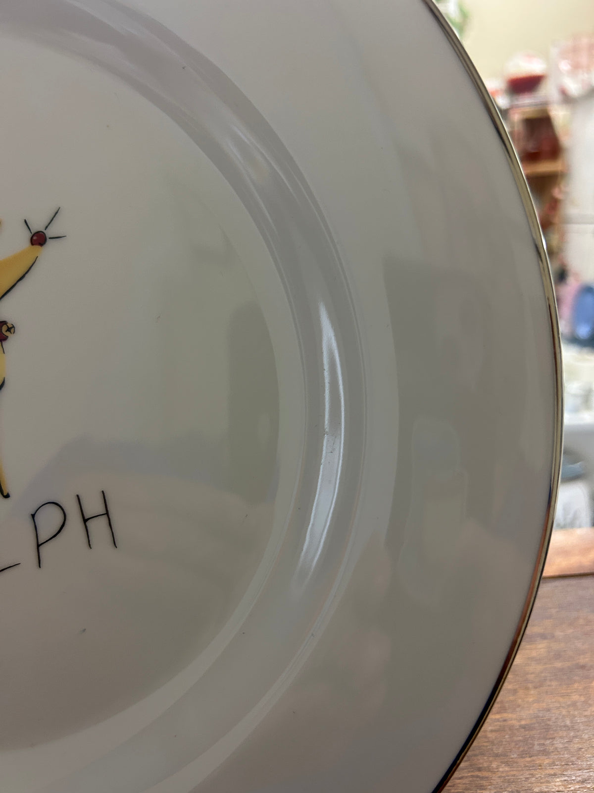 White Pottery Barn Rudolph Reindeer Platter Japan, 12"
