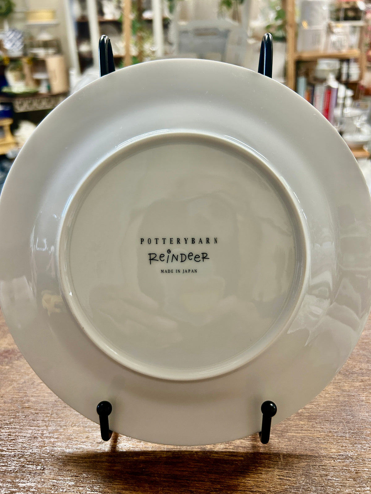 White Pottery Barn Cupid Reindeer Plate Japan, 8 1/2"