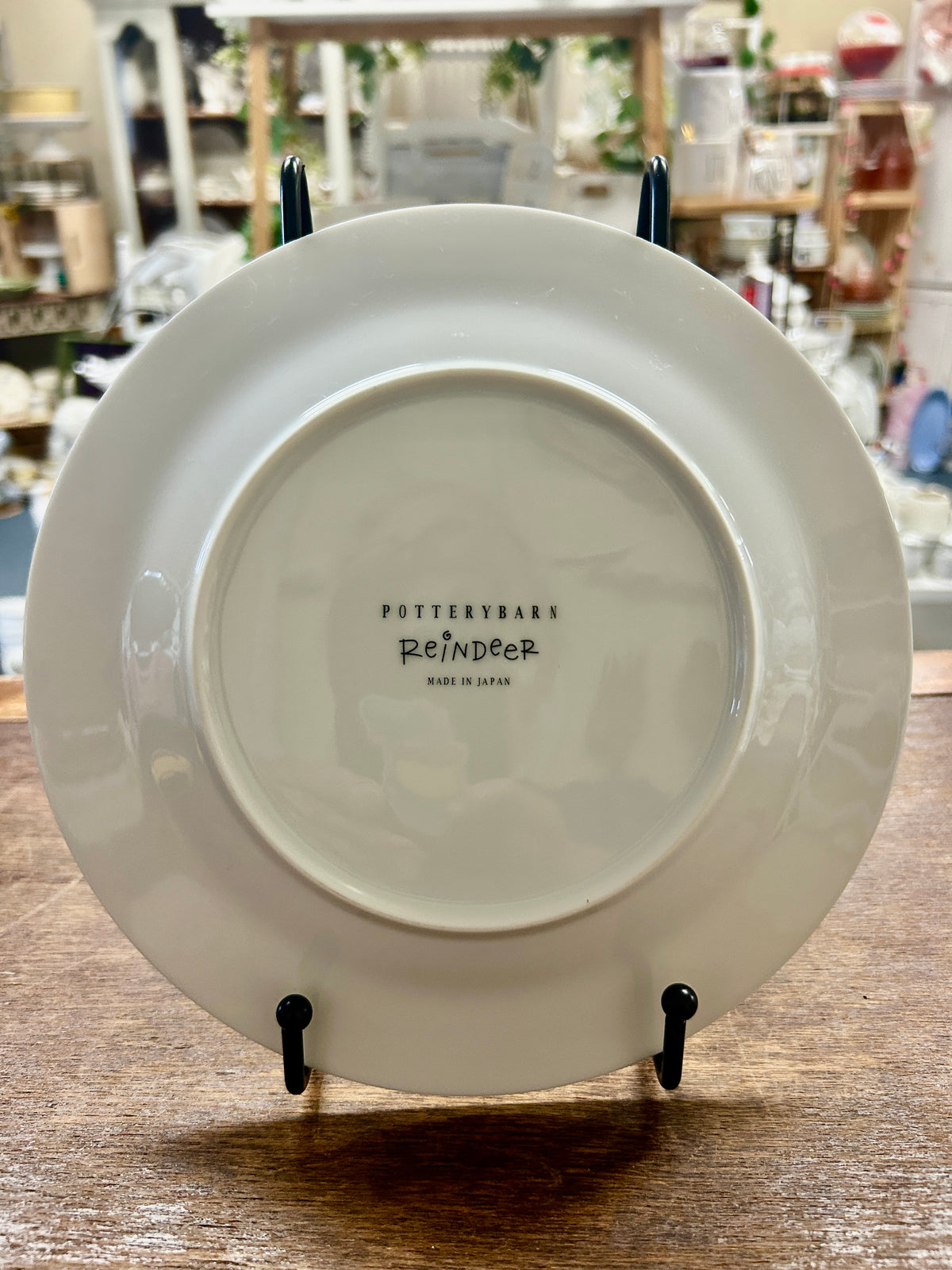 White Pottery Barn Comet Reindeer Plate Japan, 8 1/2"