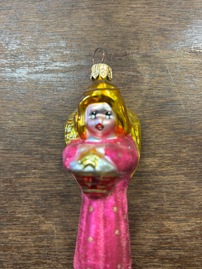 Pink Christopher Radko Little Star Angel Ornament, 7"