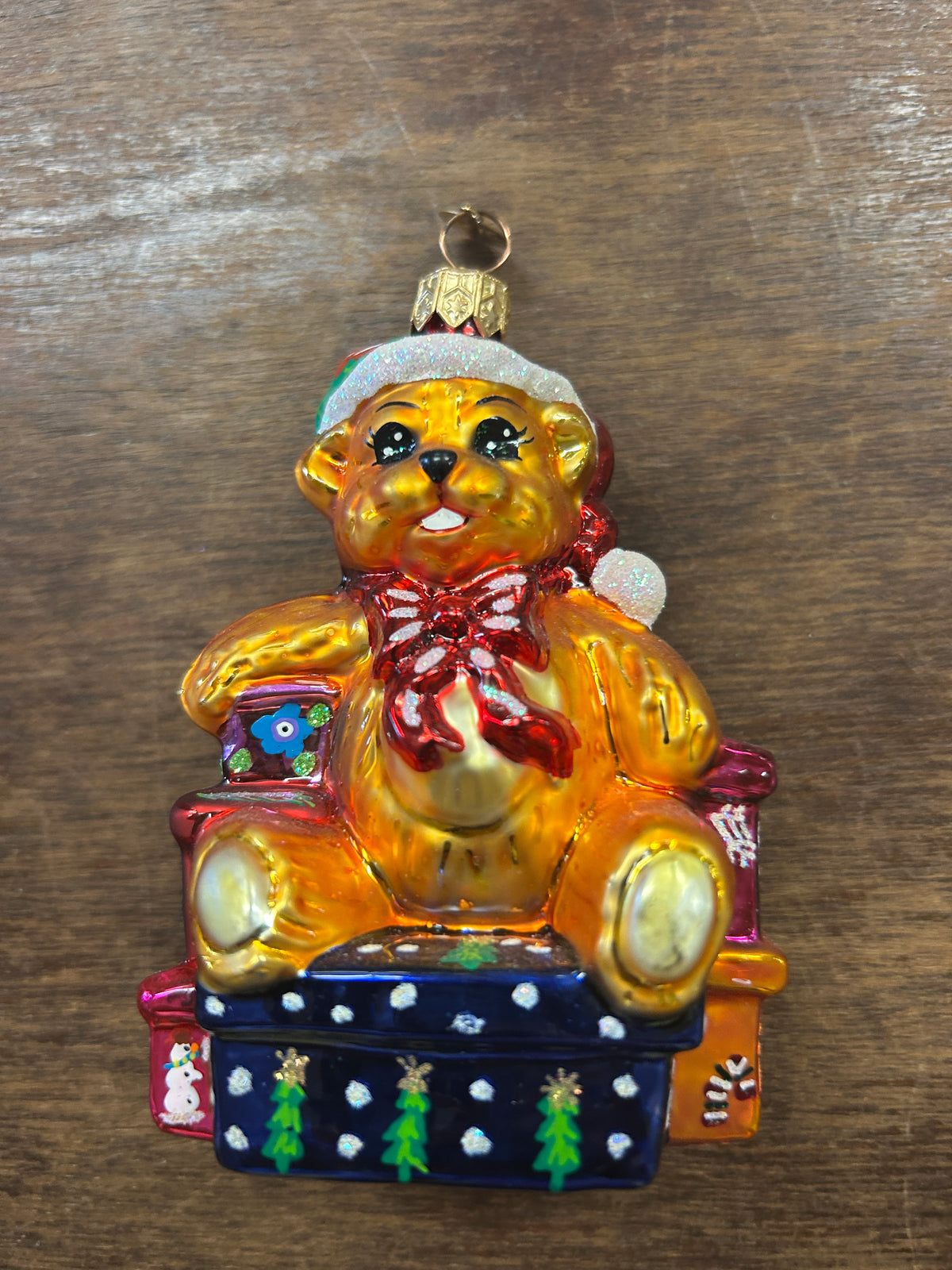 Multicolor Christopher Radko Christmas Cheer Teddy Bear Ornament, 4 1/2"