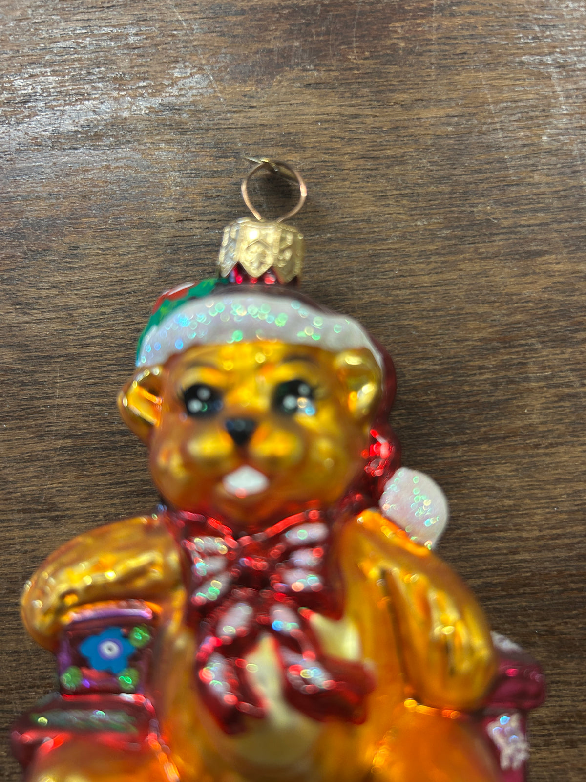 Multicolor Christopher Radko Christmas Cheer Teddy Bear Ornament, 4 1/2"