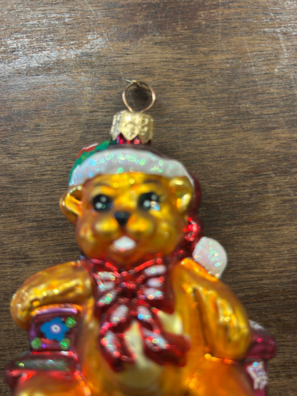 Multicolor Christopher Radko Christmas Cheer Teddy Bear Ornament, 4 1/2"