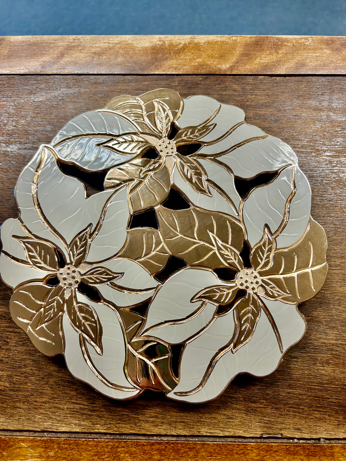 Gold Poinsettia Trivet, 8 1/2"