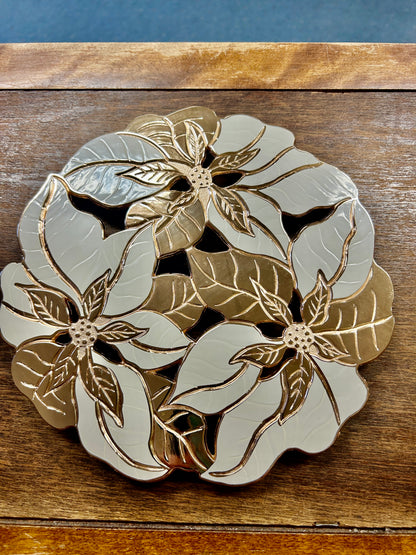 Gold Poinsettia Trivet, 8 1/2"