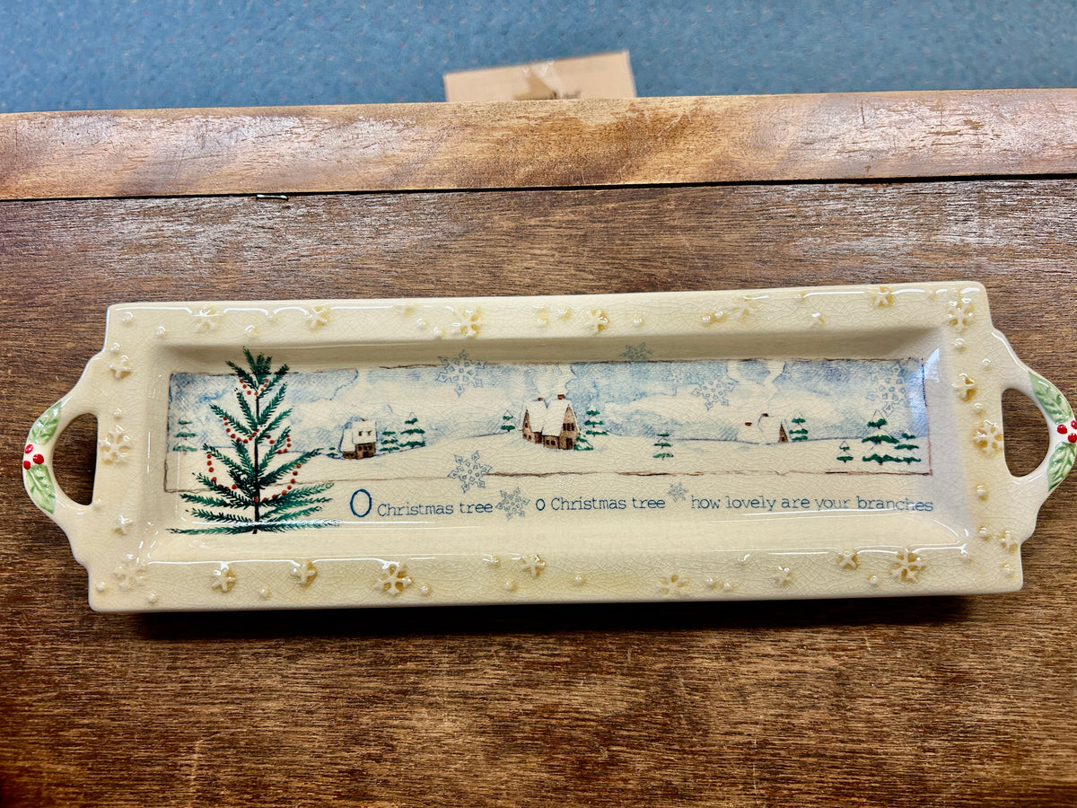 Blue & White Russ NEW O Christmas Tree Platter, 14"