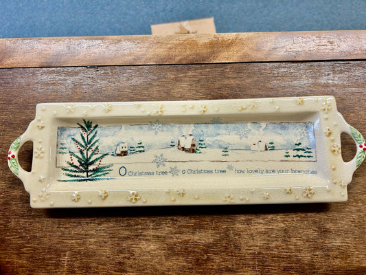 Blue & White Russ NEW O Christmas Tree Platter, 14"