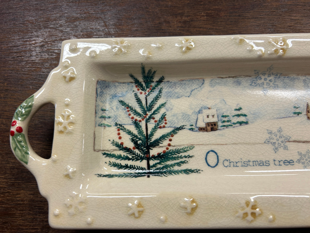 Blue & White Russ NEW O Christmas Tree Platter, 14"