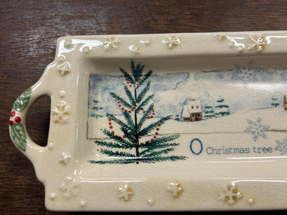 Blue & White Russ NEW O Christmas Tree Platter, 14"