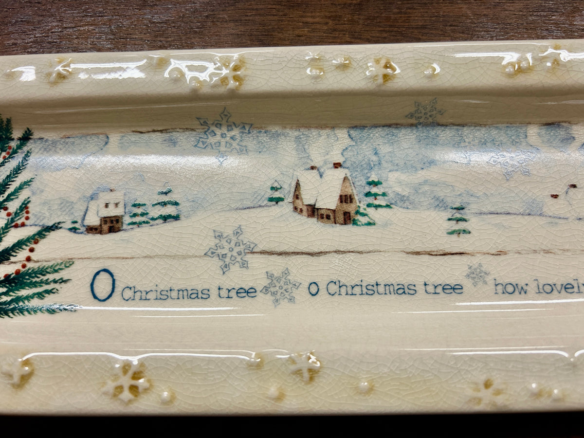 Blue & White Russ NEW O Christmas Tree Platter, 14"