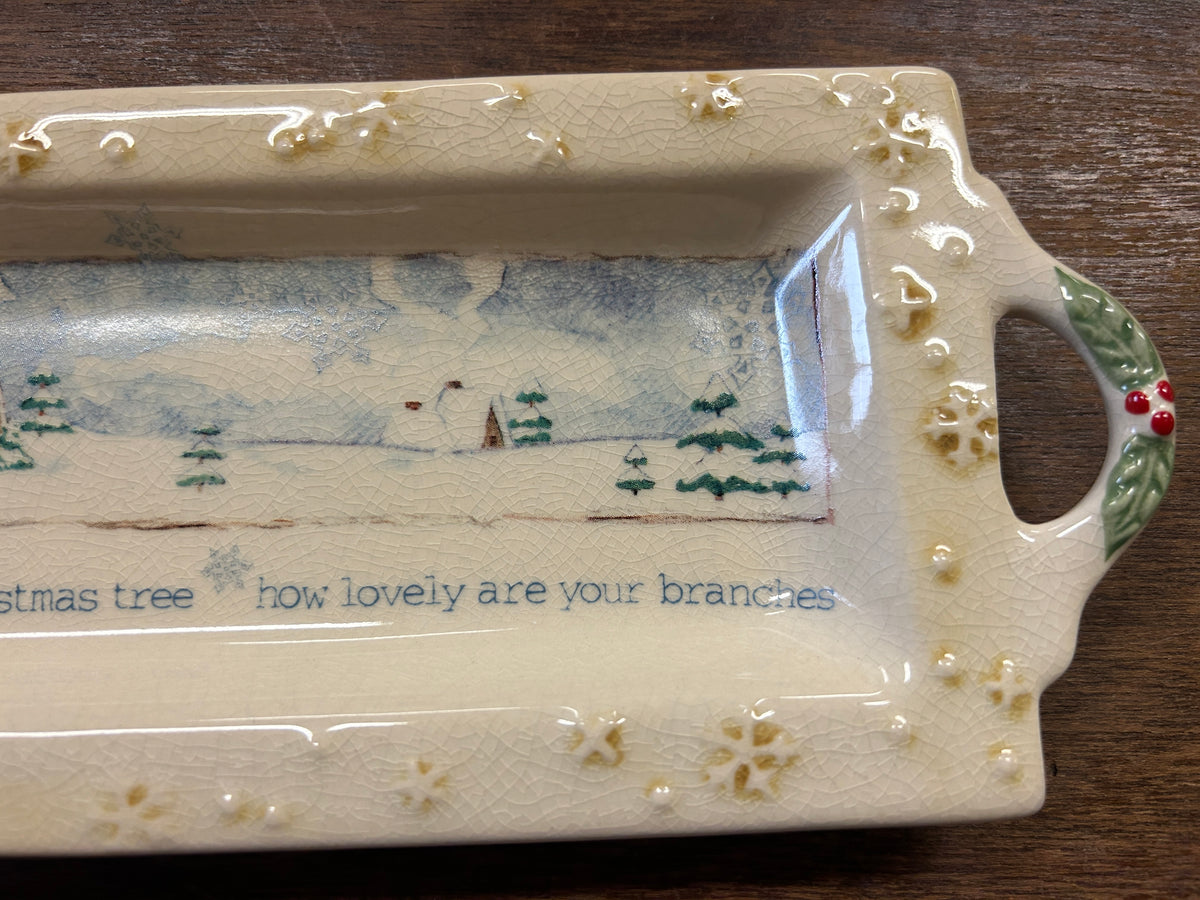 Blue & White Russ NEW O Christmas Tree Platter, 14"
