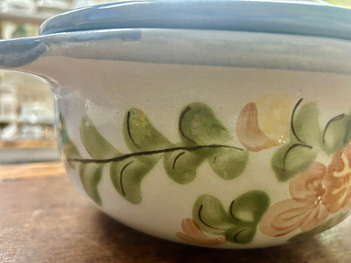 Blue & Pink Louisville Stoneware Country Flower 2 QT Casserole, 2 QT