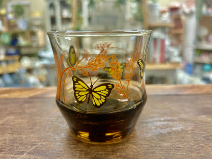Orange & Yellow Libbey RARE Smoke Butterfly Glass, 3"